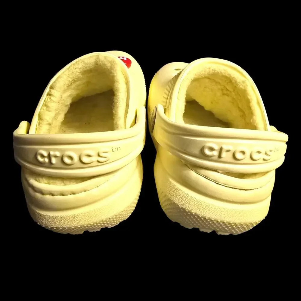 Crocs Baby Infant Fleece Lined Slip on Clogs w/ m & m Jibitz Yellow, Size C5